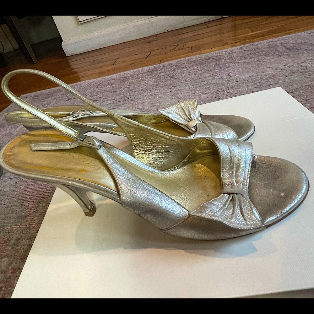 Escada, Silver Strappy Heels 3 inches